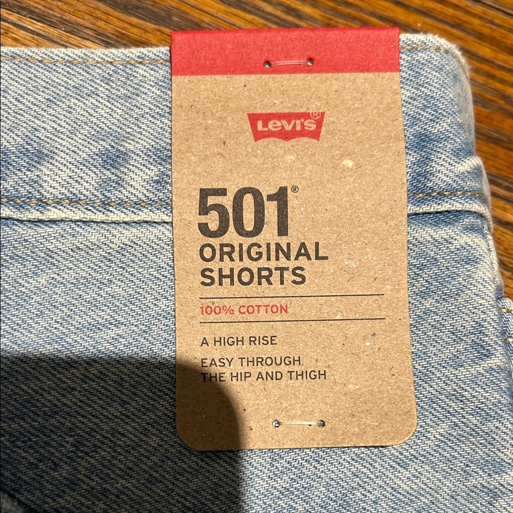 Levi's Light Blue Distressed 501 Jean Shorts - Picture 2 of 7